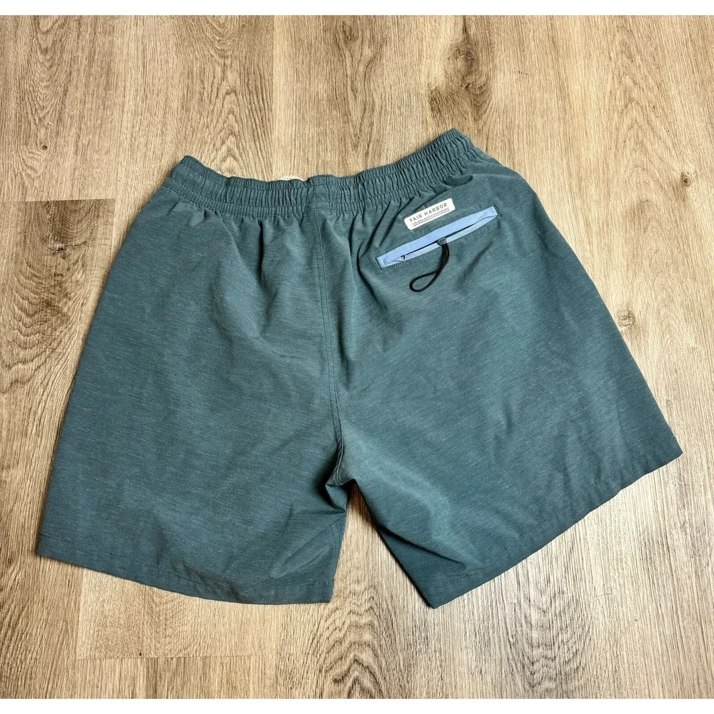 Fair Harbor XL Mens Hybrid Swim‎ Trunks Shorts Blue Striped Elastic Waist Casual
